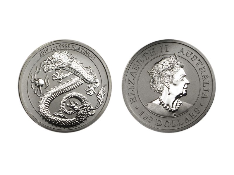 Australien 100 $ Platin  Drache 2019, 1 Unze   