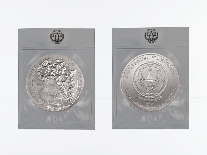 Rwanda 50 R  Nilkrokodil 2023, Folie 1 Unze