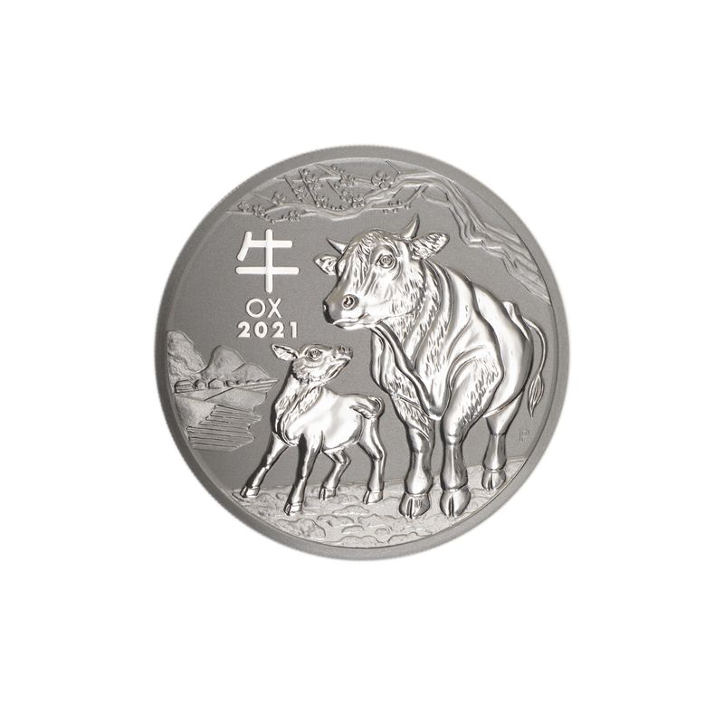 Australien 8$ Ochse III  2021, 5 oz  Silber