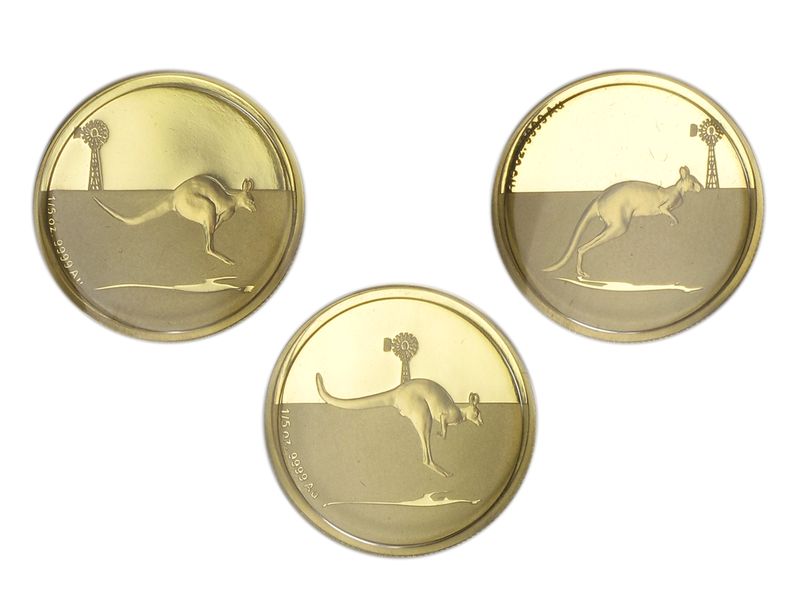 Australien Kangaroo in Outback 3-Coin-Set, 2010, (B+C), PP