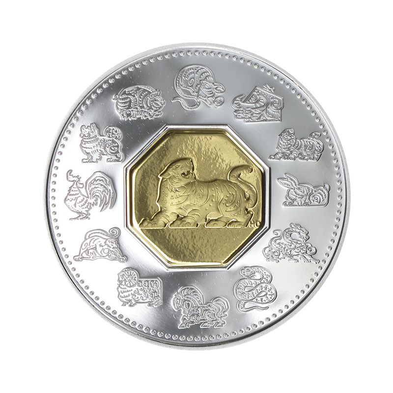 Kanada 15 $ Lunar Tiger 1998 PP,   Silber/Gold