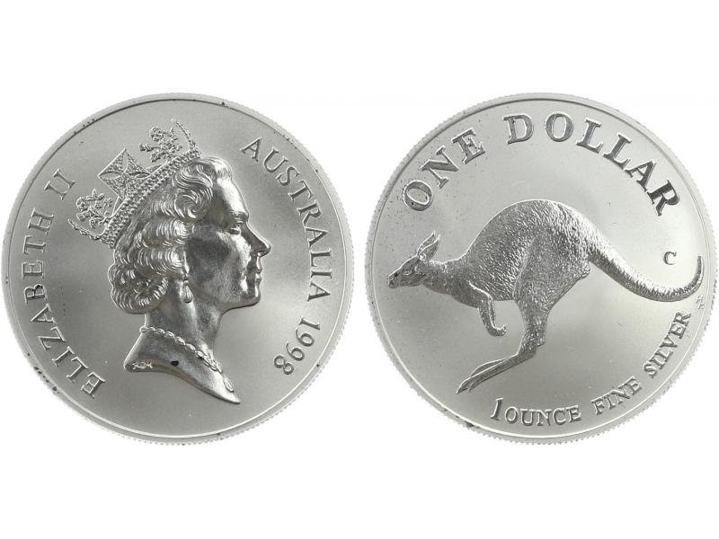 Australien 1$ Känguru 1998, 1 oz  Silber