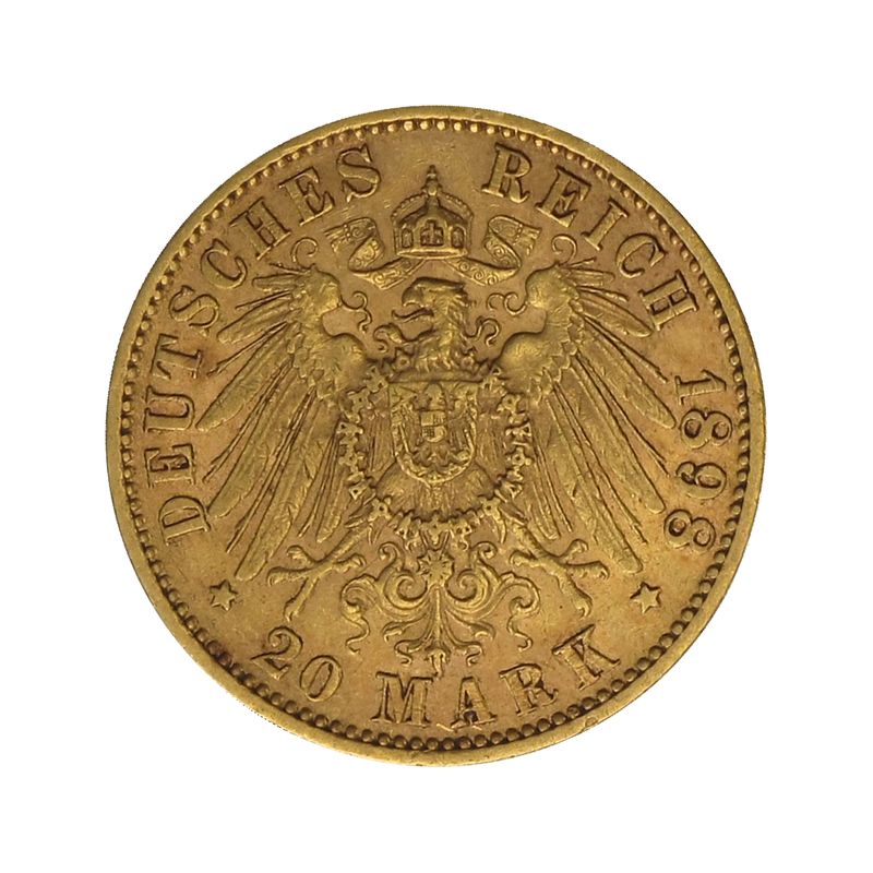 Preussen, 20 Mark Gold, Wilhelm II, 1888 A , Jg. 250