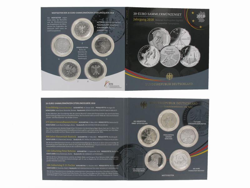 20 € Gedenkmünzenset 2018 (5) Blister kpl. PP