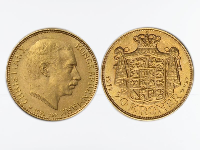 Dänemark Christian X  1914, 20 Kroner Gold 