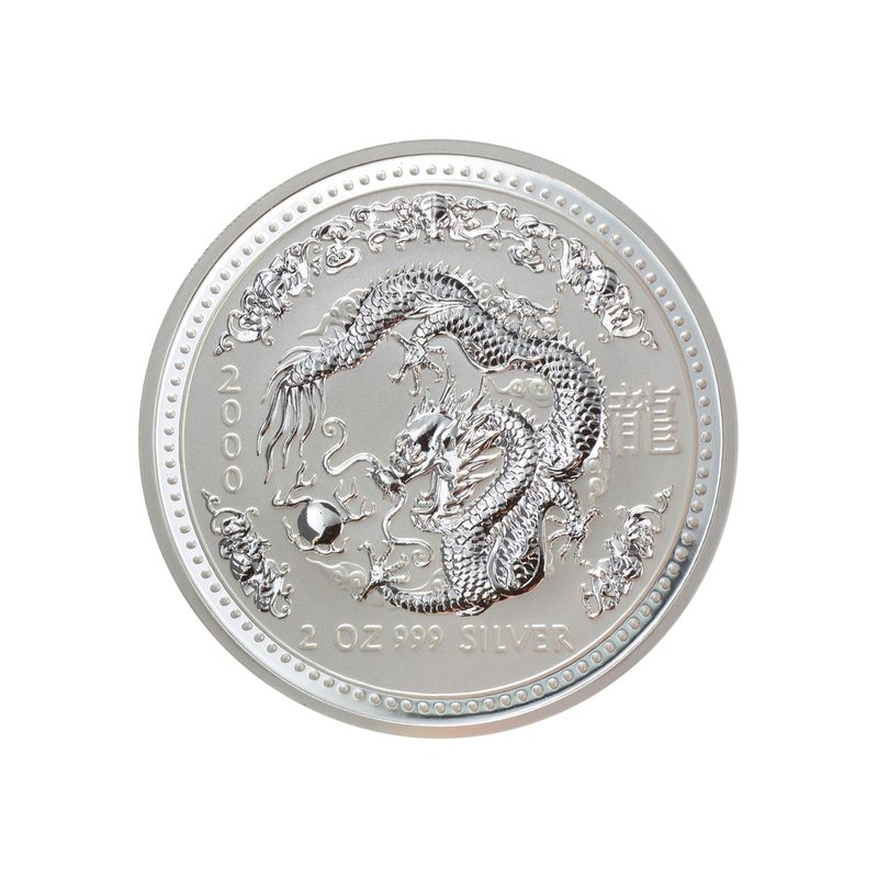 Australien 2$ Drache Lunar I  2000, 2 oz  Silber