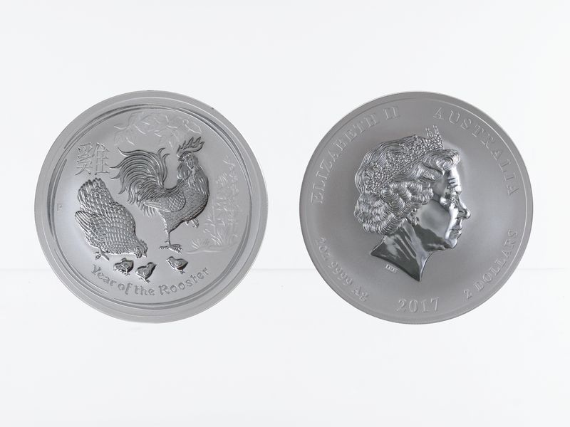 Australien 2$ Hahn Lunar II  2017, 2 oz  Silber