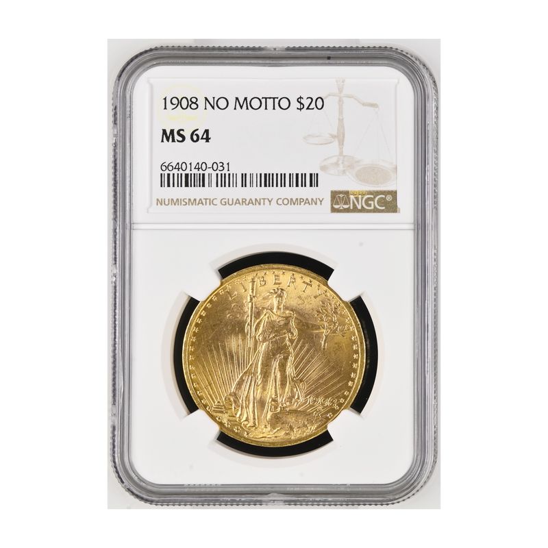 USA 20 Dollars Gold Eagle/Statue 1908, Slab NGC MS64