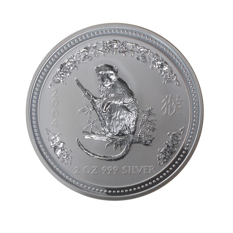 Australien 2$ Affe Lunar I  2004, 2 oz  Silber