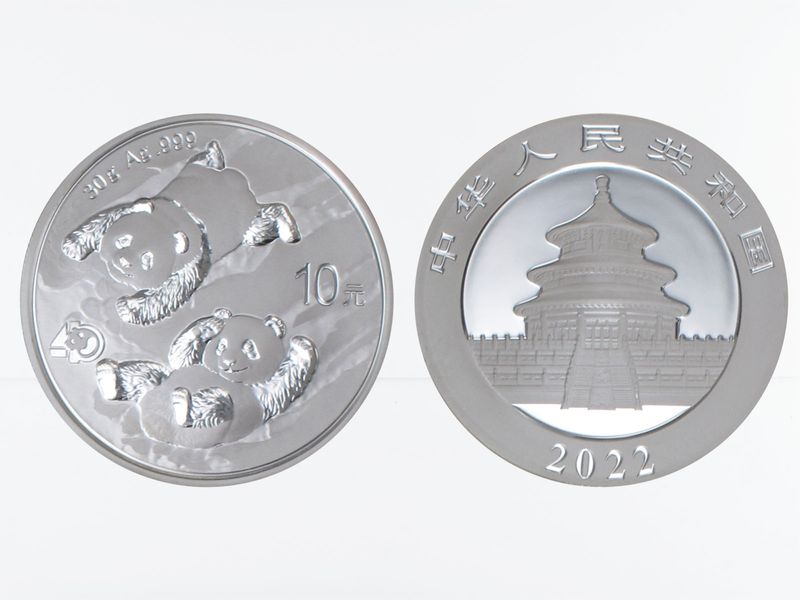 China 10 Yu Panda  2022,   Silber
