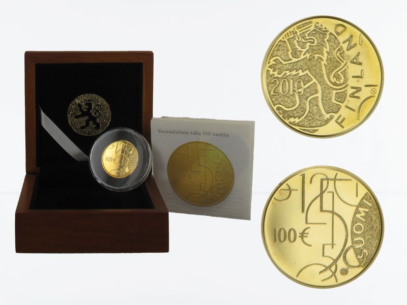 Finnland 100 Euro Gold, 2010, 150 Jahre Finnische Mark