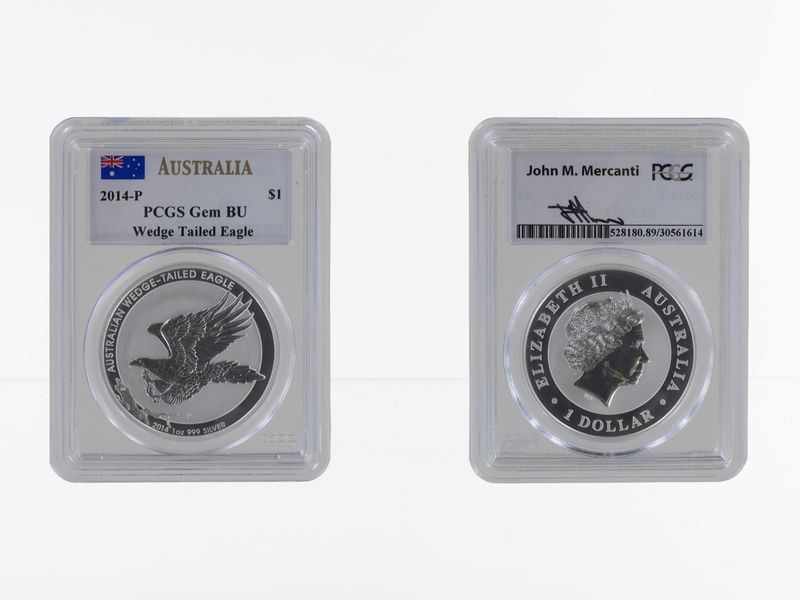 Australien 1$ Wedge Tailed Eagle 2014 Slab, PCGS GEM BU