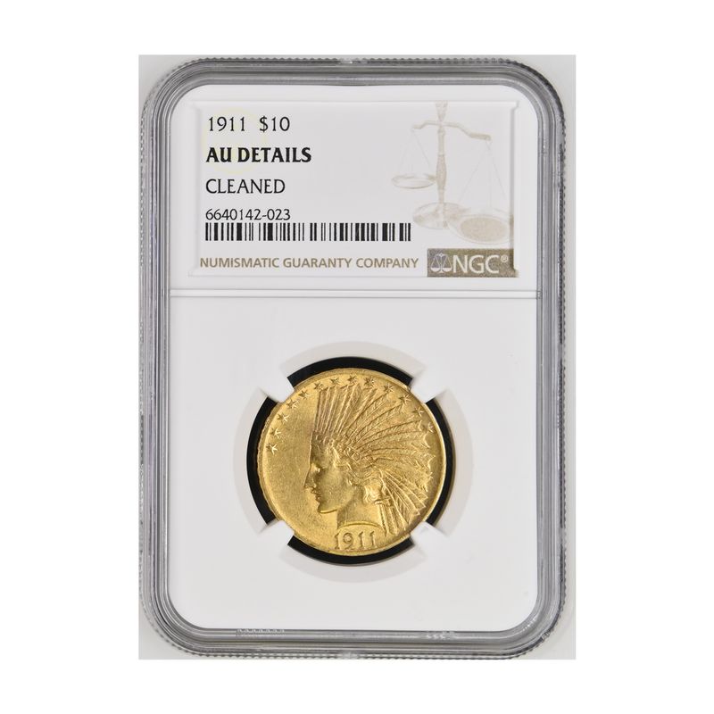 USA 10 Dollars Gold Indian Head 1911, Slab NGC AU Details 
