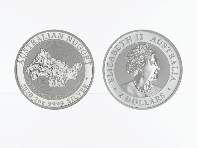 Australien 2$ Nugget Welcome Stranger 2020, 2oz  Silber
