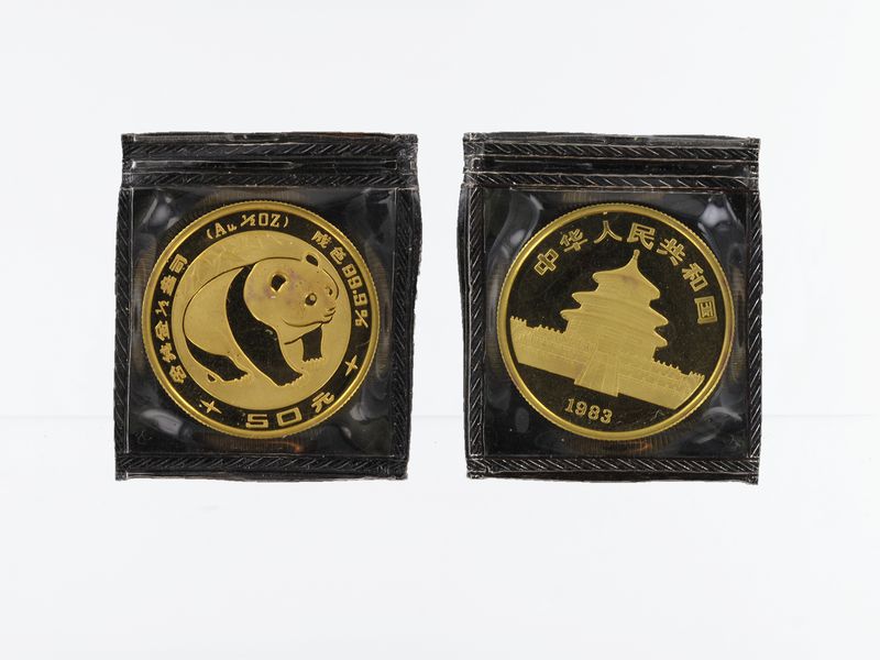 China 50 Yu  Panda 1983 Folie 1/2 Unze Feingold