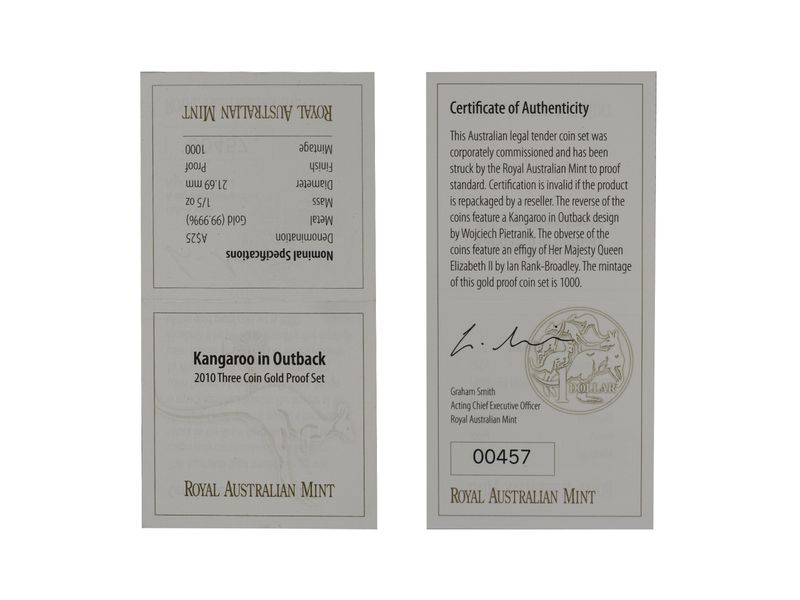 Australien Kangaroo in Outback 3-Coin-Set, 2010, (B+C), PP