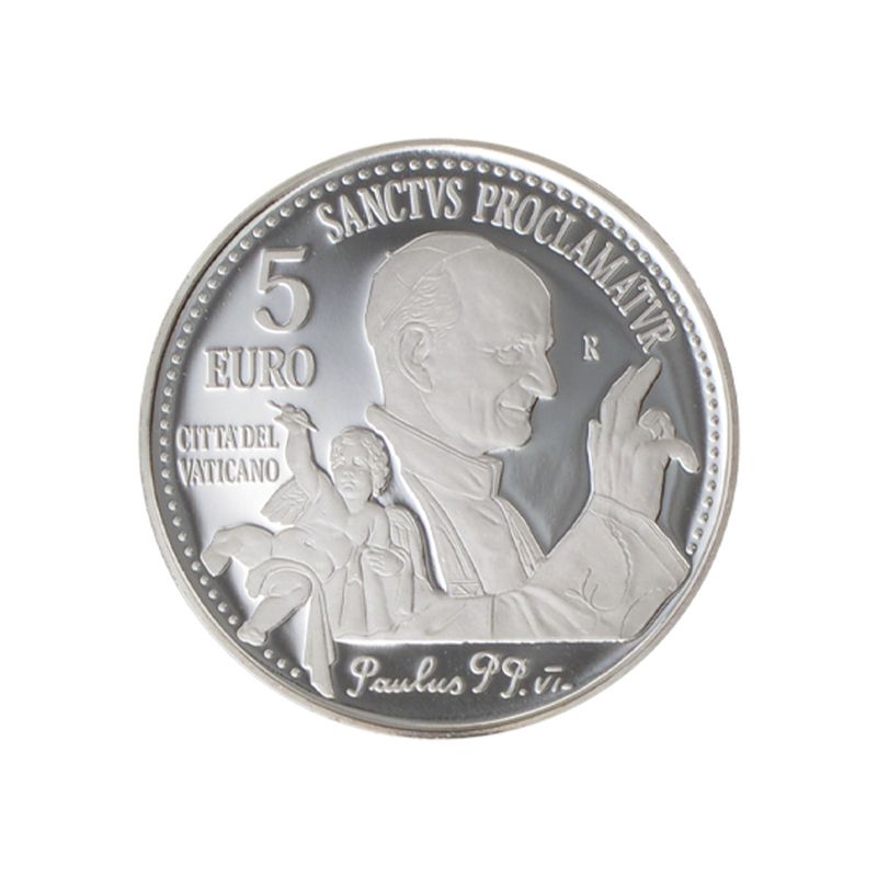 Vatikan 5 € Heiligsprechung von Papst Paul VI. 2018 PP, Silber