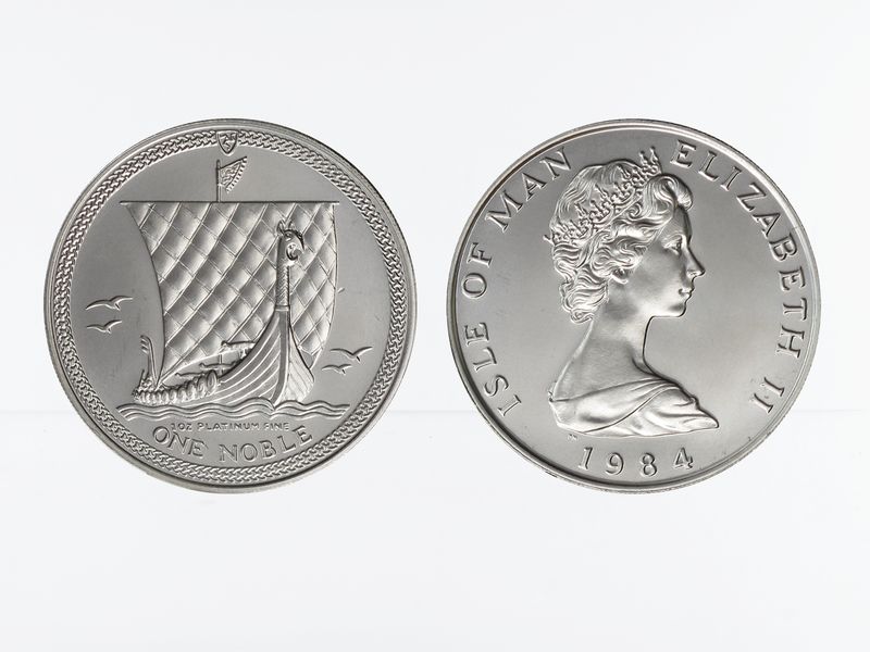 Isle of Man 1 Noble Wikinger Schiff 1984, 1 oz Platin