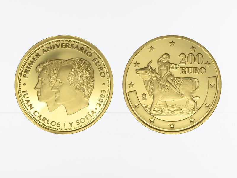Spanien 200 Euro Gold, 2003, 1. Jahrestag Euro