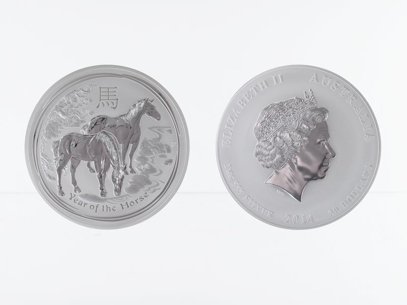 Australien 30 $ Pferd Lunar II  2014, 1 Kilo  Silber